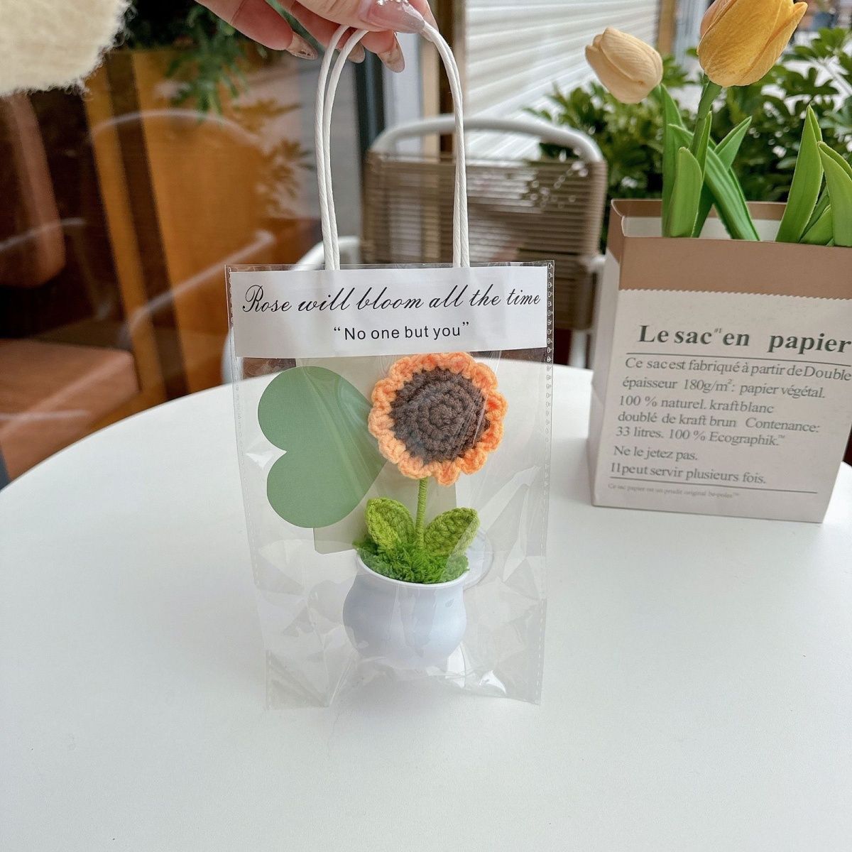 Crochet flower in Pot table decorations