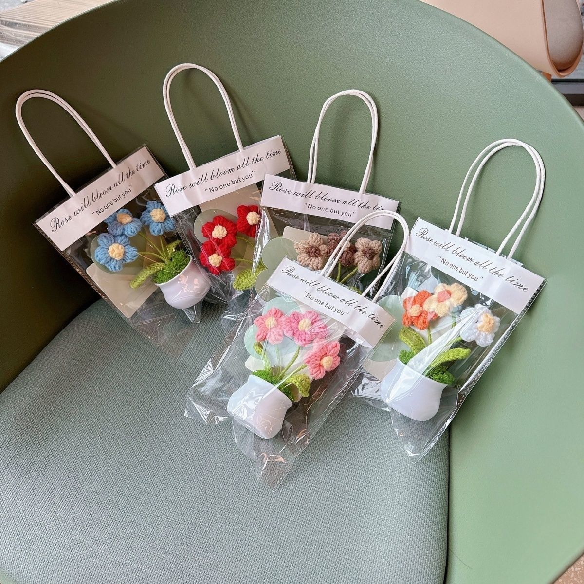 Crochet flower in Pot table decorations