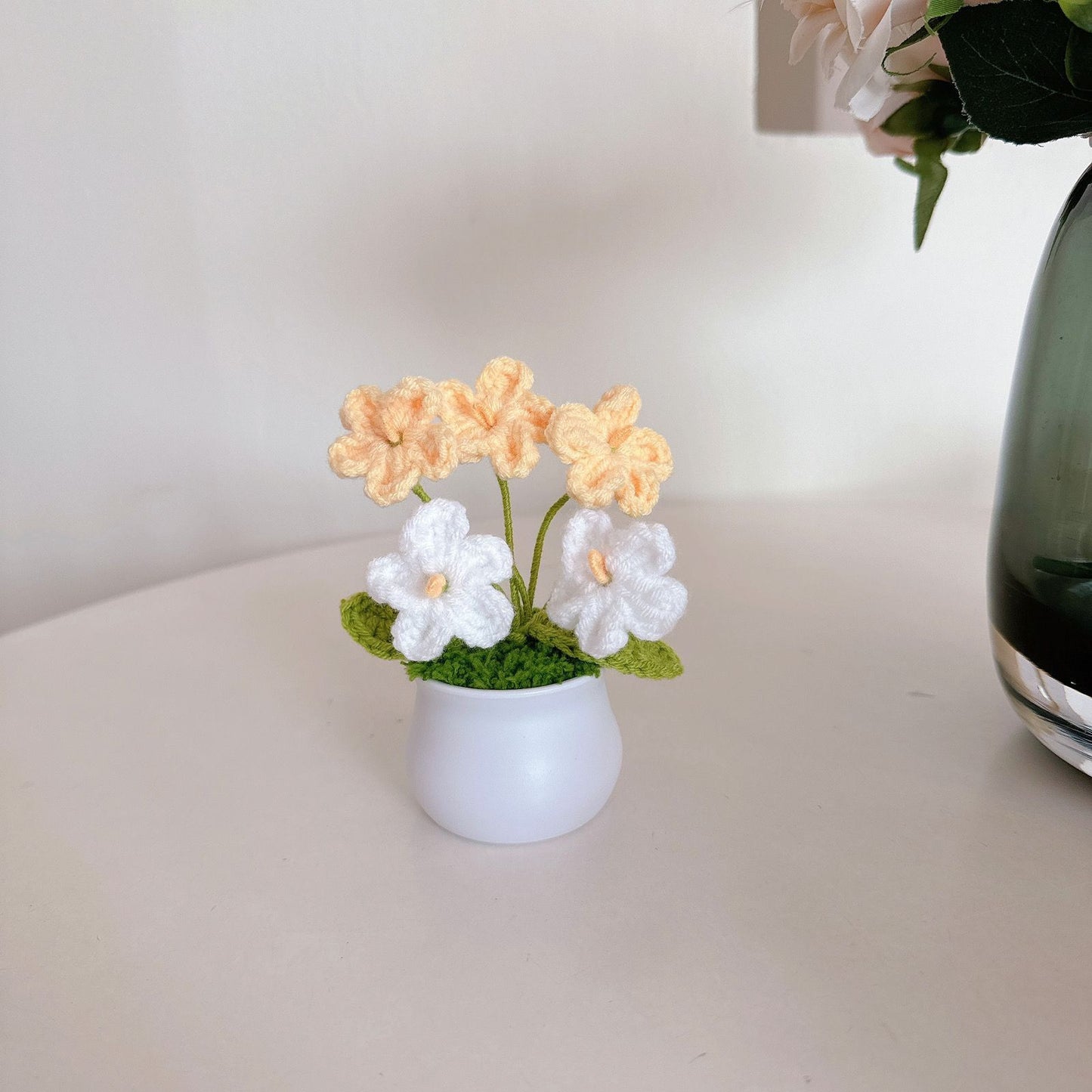 Crochet flower in Pot table decorations