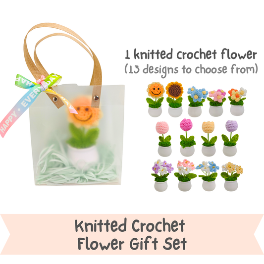 Knitted Crochet Flower Gift Set